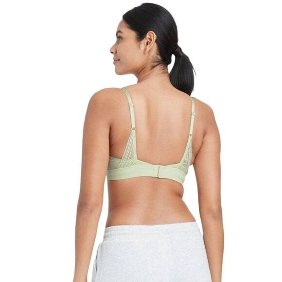 Auden Bralette Womens MEDIUM Light Green Lace Light-Padding Adjustable LIned NEW - Picture 10 of 10